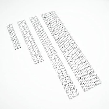 Sewing Rulers Quilting Ruler,Acrylic Quilting Templates,Sewing Tools Accessories Supplies for Patchwork Precision Fabric Cutting 4pcs(1x6,3x17,1.5x17,1.5x10inch) - color: Black