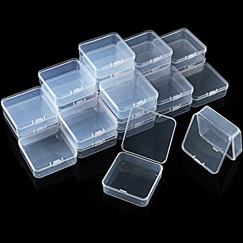 SATINIOR 48 Packs Clear Small Plastic Containers Transparent Storage Box with Hinged Lid for Small Items Crafts Jewelry (2.9 x 2.9 x 1 Inches) - size: 2.9 x 2.9 x 1 in