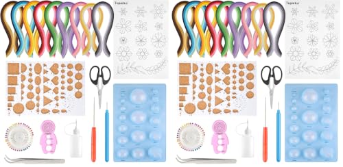 TUPARKA 19 Pcs Paper Quilling Kits 45 Colors 900 Strips Quilling Art Paper DIY Craft (Pack of 2) - size: 19pcs (Pack of 2)