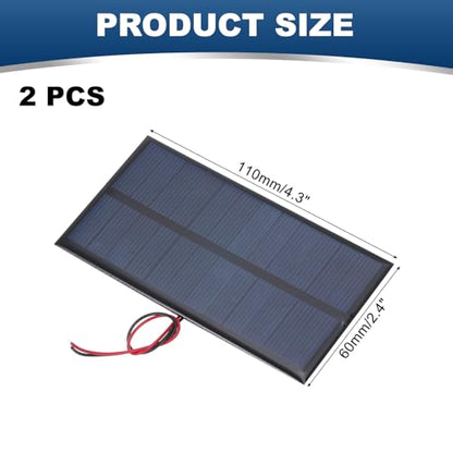 MECCANIXITY 2 Pcs 6V 0.96W 160mA Mini Solar Panels, Small Polycrystalline Solar Cell Panel with 2 Cable for DIY Electric Toy Materials Kits Charger, 110mm x 60mm - style: 6V 0.96W 160mA