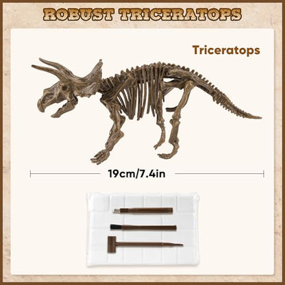 VIBIRIT Dig Up Dinosaurs Skeleton Set,Dinosaur Digging Fossil Kit Model Toys,Excavation Kits for kids5-12year,Educational Realistic Toys for Kids,Boys,Girls - style: Triceratops