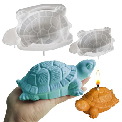 Wehous Turtle Silicone Molds, 2 Size Turtle Molds for Resin Candle Concrete, 3D Cute Animal Epoxy Resin Casting Polymer Clay Molds, Unique Wall Hanging Keychain Pendant Mold Soap Wax Art Craft DIY - color: 2x Turtle