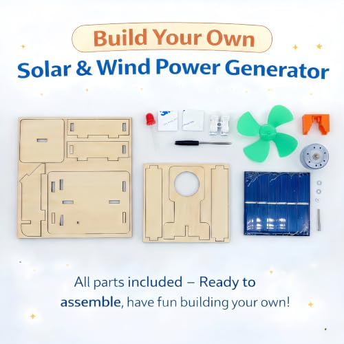 Solar Fan Wind Generator STEM Kit for Kids 8-12, Solar Power LED Experiment