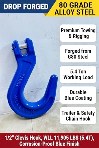 1/2" G80 Clevis Foundry Hook, 11905 Lbs 1 Pack 5.4t Working Load Limit Lifting Clevis Chain Hook for G80 Transport Binder Chain and Binder, Lifting Slings, Industrial Rigging【5.4t*1Pack】 - size: 1 Pack 5.4T