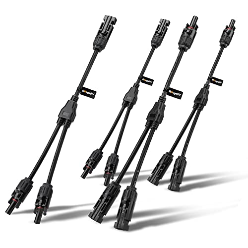 BougeRV 2 Pairs Solar Connectors Y Branch Parallel Adapter Cable Wire Plug Tool Kit for Solar Panel - size: 2 Pairs M/FF and F/MM