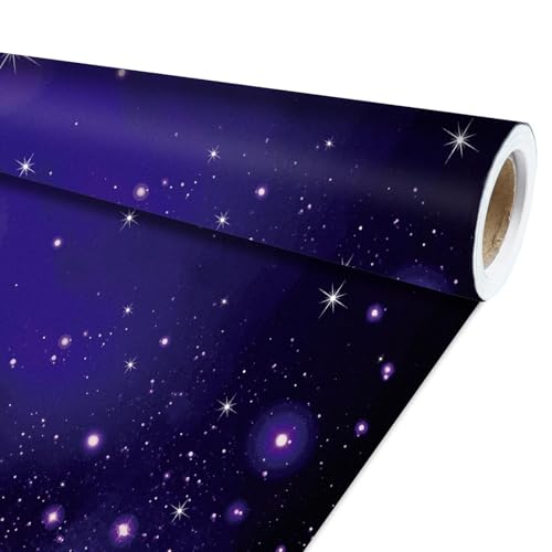 Qyeahkj Outer Space Bulletin Board Paper Roll Galaxy Bulletin Board Background Paper Fade Resistant Blue Night Sky Poster for Art Craft Classroom Supplies17.7in x 20ft - style: Galaxy