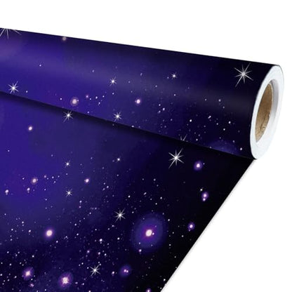 Qyeahkj Outer Space Bulletin Board Paper Roll Galaxy Bulletin Board Background Paper Fade Resistant Blue Night Sky Poster for Art Craft Classroom Supplies17.7in x 20ft - style: Galaxy