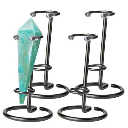 4 Pcs Crystal Wand Stand, 2.36" L X 2.36" W X 2.6" H In Mineral Display Stand, Small Iron Crystal Stands for Display (Black, small) - color: Black, size: small
