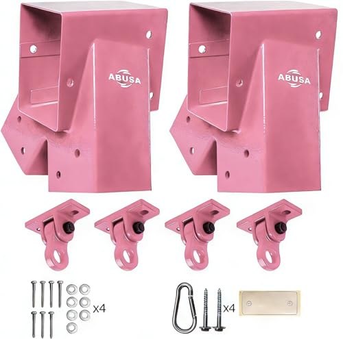 ABUSA Heavy Duty Swing Sets Brackets Including 2 Pink A-Frame Swing Set Brackets and 4 Swing Hangers for Playground Equipment Mounting Parts Hardware Included (P006) - color: Pink