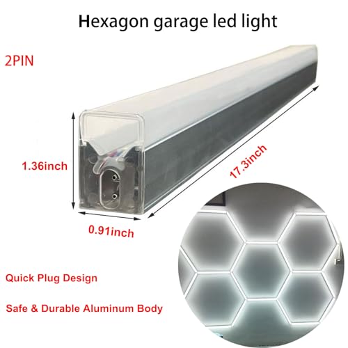 Hexagon LED Garage Light Bar Accessories – 2 Pack Light Tubes, DIY Modular Honeycomb Lighting System Replacement Parts - size: Light Bar 2PCS