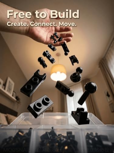 88 PCS Small Ball and Socket Joints Pieces Compatible with Lego Pieces, Black 10 Sizes Ball Joint Socket Connectors, Figure Limb Building Blocks Bulk, Universal Joint Axle MOC Parts - color: Black