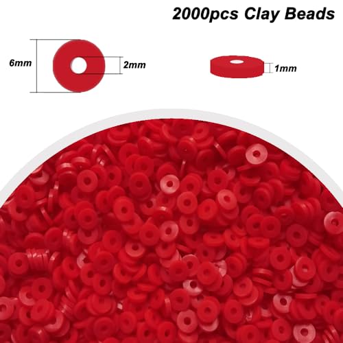 Red Clay Beads for Bracelets Jewelry Making - color: Red Clay Beads