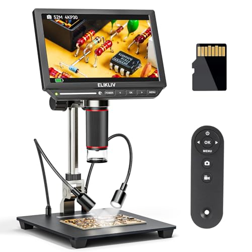 Elikliv EM4K 4K Coin Digital Microscope, 8" 52MP HDMI Soldering Microscopes