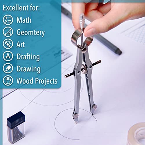 Mr. Pen- Professional Compass for Geometry, Extra Lead - color: Silver