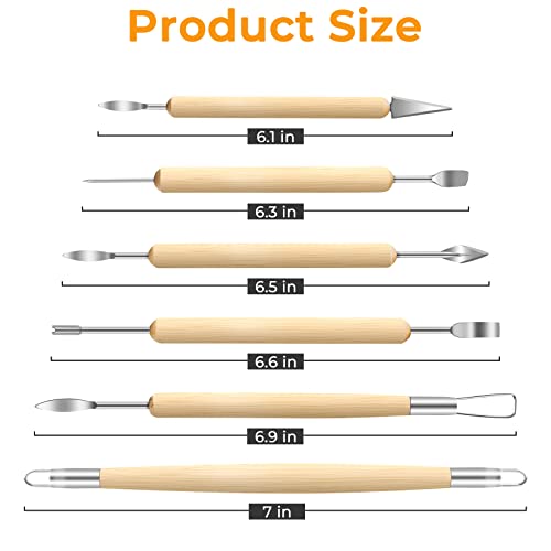 Jetmore 6 Pack Clay Tools Kit, Pottery Tools & Sculpting Tools, Polymer Modeling Clay Cutters Sculpture Set for Carving, Ceramics, Molding, DIY - color: 6 Pack