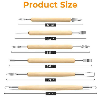 Jetmore 6 Pack Clay Tools Kit, Pottery Tools & Sculpting Tools, Polymer Modeling Clay Cutters Sculpture Set for Carving, Ceramics, Molding, DIY - color: 6 Pack