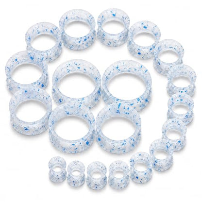 Oyaface 20 PCS Piercing Tunnel Set Soft/Hard Silicone Flesh Ear Plugs 2g-25mm Flexible Ear Stretching Gauge Expander - color: White&Blue(thin)