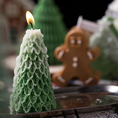 2PCS Christmas Tree Silicone Candle Molds, DIY 3D Tree Shape Molds for Candle Making DIY Scented Candle Home Party Deco Gifts Christmas Ornament(3.8") - color: 2Pcs Christmas Tree 3.8"