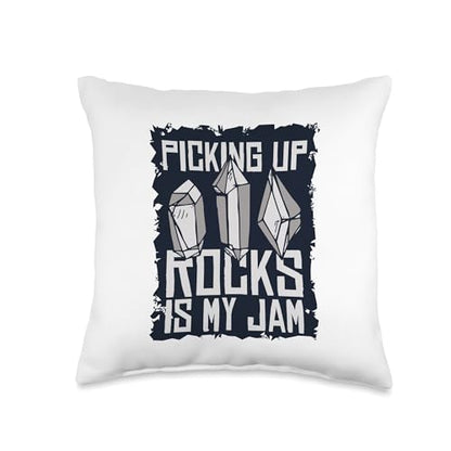 Best Rocks And Minerals Kit Guide Collection Gifts Picking Up Rocks is My Jam Geologist Mineral Collector Throw Pillow, 16x16, Multicolor - size: 16x16