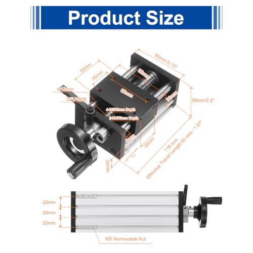 uxcell 50mm Effective Stroke Length Manual Sliding Table - size: 50mm