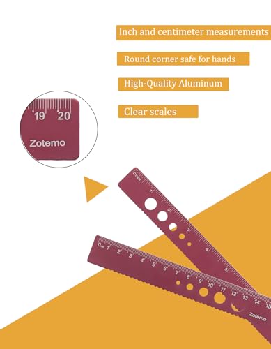 Metal Geometry Set, 5-piece Aluminum Ruler, Math Drafting Ruler Kit Includes Protractor, Triangle Rulers, Straight Rulers-Math Measurement Tools for School and Office Supplies (Plum Red) - color: Red