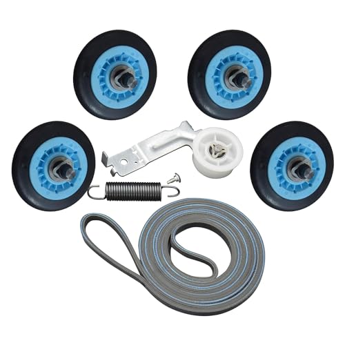 ATMA SUPPLY Upgraded Dryer Repair Kit Compatible with Samsung Includes DC97-16782A Drum Roller DC93-00634A Pulley DC61-01215B Spring 6602-001655 Belt Replaces AP5325135 AP6038887 PS4221885 PS4133825