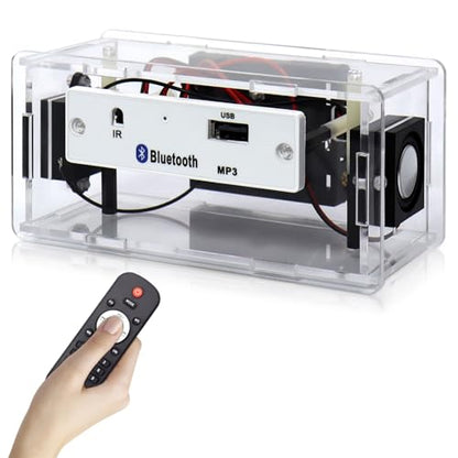 DIY Bluetooth-Compatible Speaker Kit USB Powered Mini Stereo Amplifier Dual Channel Speaker IR control STEM Electronic Projects for Home and School Education Indoor/Outdoor Use NB - size: MHX-BT88-Without battery
