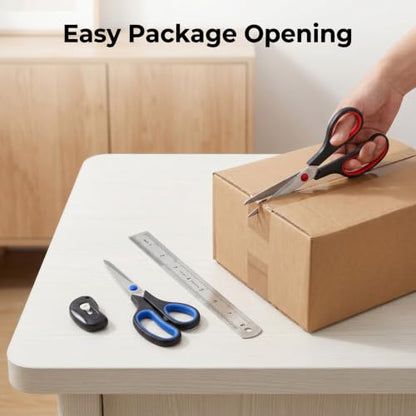 Office Scissors Set 4 Pack All Purpose Heavy Duty, Sharp Stainless Steel