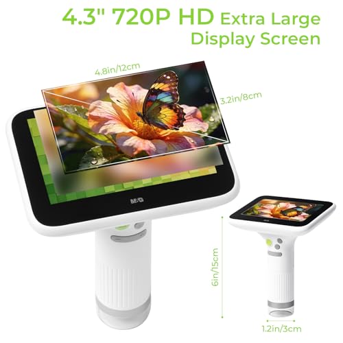 1000X Handheld Digital Microscope for Kids, 4.3" Large LCD Screen Rechargeable Portable Microscope, Take Photos & Videos, Outdoor Exploration Gift for Boys & Girls, Works with Windows & Mac