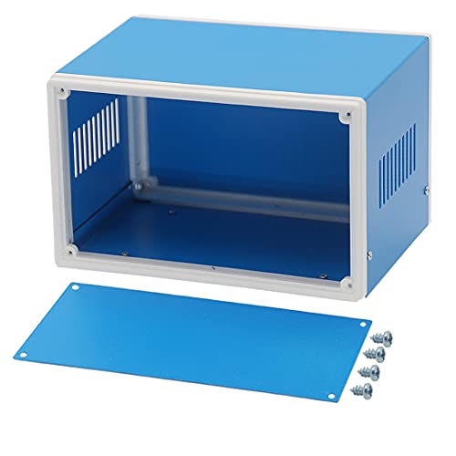 Zulkit Electronic Enclosures Blue Metal Enclosure Project Case DIY Box Junction Case Enclosure Preventive Case (7.1" x 4.3" x 5.1") - size: 7.1" x 4.3" x 5.1"