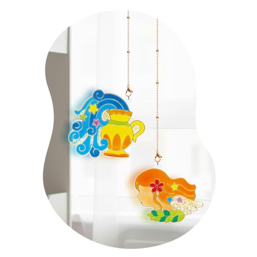 AMOS Sun Deco Window Art Kit for Kids — 10.5 ml x 10 Colors — 12 Small Gold Outline Suncatchers (Constellations), DIY Kids Arts and Crafts