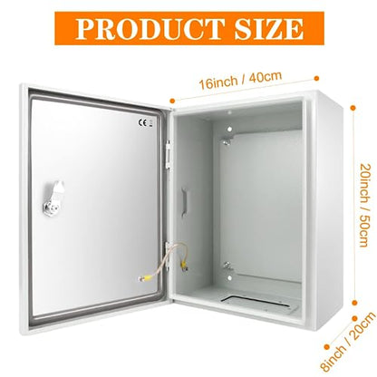 TOCRETOARE Outdoor Electrical Junction Box, 20 x 16x8'' NEMA 4X Enclosure Box, Wall Mounted IP66 Waterproof & Dustproof Lockable Metal Junction Box - size: 20"x16"x8"