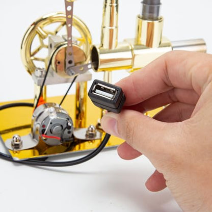 Hot Air Stirling Engine Motor Education Model Toy Electricity Power Generator LED Lights Kit Class Teaching Stirling Engine Kit for Adults Desktop Educational Physics Experiment Kit