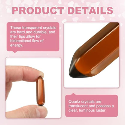 MECCANIXITY 10 Pack Tea Quartz Crystals, Polished Crystals Bulk Hexagonal Shaped Meditation Gemstone for Jewelry Making Energy Balance Accessories Gifts - color: Tea Quartz
