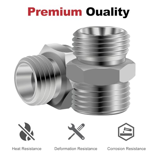 2pcs M26 to M26 Carbon Stee Fittings Adapters for Mini Excavator Adapting, Reducing Or Enlarging Connect Such Air Pipe, Fuel Pipe, Water Pipe, Etc Full Port Straight Pipe Fitting Connector - size: M26-M26