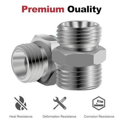 2pcs M26 to M26 Carbon Stee Fittings Adapters for Mini Excavator Adapting, Reducing Or Enlarging Connect Such Air Pipe, Fuel Pipe, Water Pipe, Etc Full Port Straight Pipe Fitting Connector - size: M26-M26