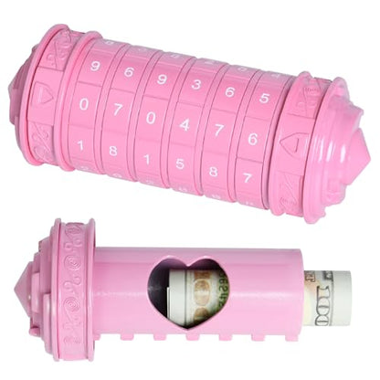 CoEjokno Da Vinci Code Numeric Cryptex Money Puzzle Box for Cash Gift, Jewelry Box with Hidden Compartment, Unique Puzzle Gift for Adults Brain Teaser Valentine’s Day Wedding & Anniversary Present - color: Pink