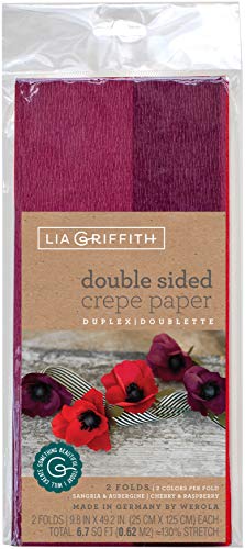 Lia Griffith Double Sided Crepe Paper Folds Roll, 6.7-Square Feet, Sangria and Aubergine, Cherry and Raspberry - color: Sangria and Aubergine, Cherry and Raspberry, size: 6.7-Square Feet