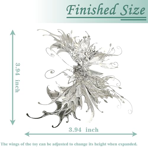 3D Metal Puzzles for Adults,Sliver Butterfly Model Design,Glitter Cute Insects Animals Puzzles Metal Building Kits,Brain Teaser DIY Creative Ornament Sets Need Assembly Home Decor (HD-6)