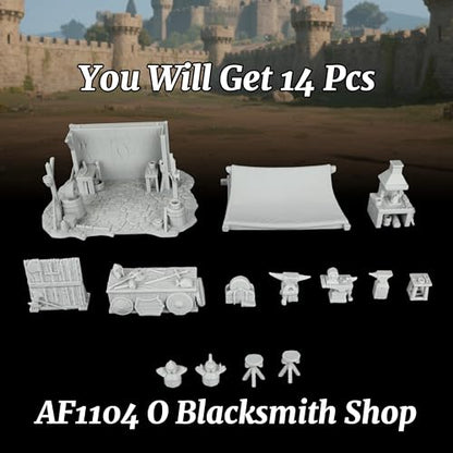 AUSPDICE 25mm Scale Unpainted TTRPG Workshop, Blacksmith Shop Terrain - color: Af1104 O Blacksmith Shop