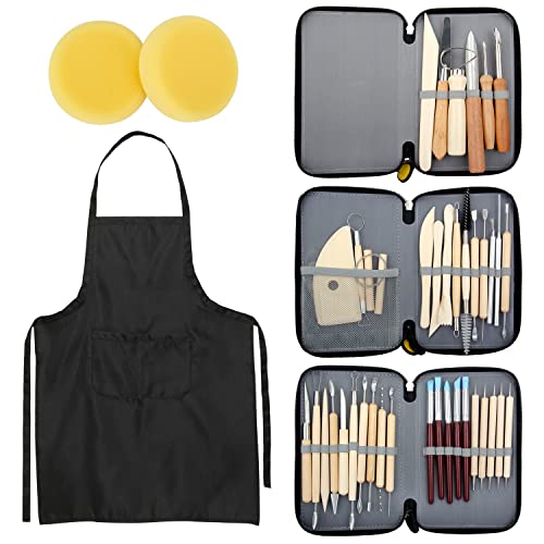 Blisstime 42pcs Pottery Tools, Clay Sculpting Tool Kit Air Dry Clay Tools, Clay Kit for Pottery Wheel, DIY Arts and Crafts - color: Burlywood
