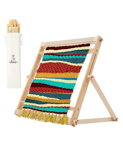 Olikraft Wooden Weaving Loom, Adjustable Stand (Small) - color: Natural Beech, size: Small