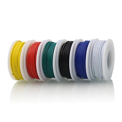 Hook up Wire Kit (Stranded Wire Kit) 18 Gauge 6 Colors 16.4 feet Each Electrical Wire 18 AWG - size: 18AWG