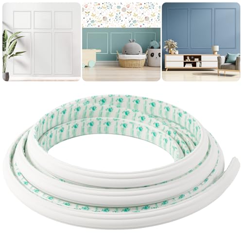 Peel and Stick Wall Molding Kit, 16.4FT x 0.91" EVA Flexible Trim for Interior Wall Decoration, Self-Adhesive Crown Molding for Wainscoting Panels and Paintable Peel and Stick Crown Trim - size: 16.4FT x 0.9'' W