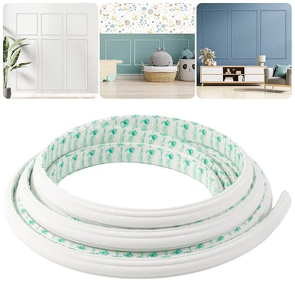 Peel and Stick Wall Molding Kit, 16.4FT x 0.91" EVA Flexible Trim for Interior Wall Decoration, Self-Adhesive Crown Molding for Wainscoting Panels and Paintable Peel and Stick Crown Trim - size: 16.4FT x 0.9'' W