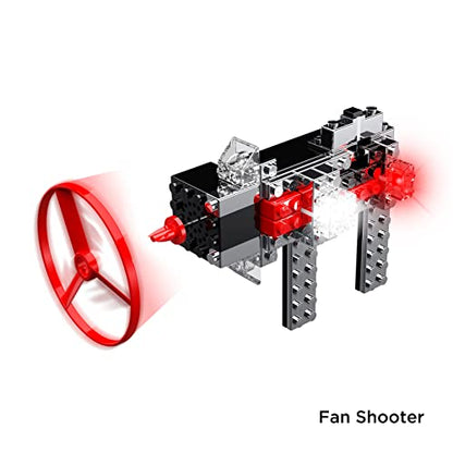 E-Blox Power Blox Light N' Flight 5-in-1 STEM Kit (58 Pieces), LED Light Up Building Blocks & Fan Launch Toy Set, Build 5 3D Structures, Great Science Project for Kids, Birthday Gift, Boys, Girls, 8+