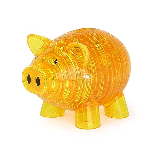 3D Crystal Pig Puzzle, Functions as a Piggy Bank, Crystal Puzzle Brainteasers for Puzzlers Ages 16 and Up, 94 PCS (Yellow) - color: Yellow-pig