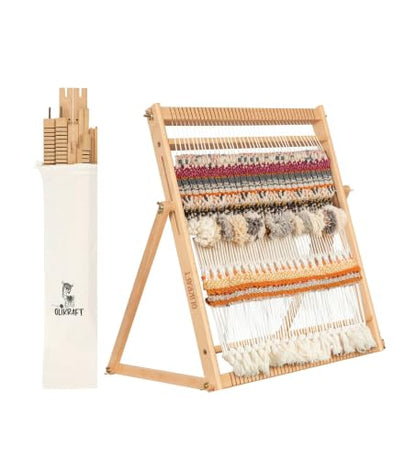 Olikraft Wooden Weaving Loom, Adjustable Stand (Large, Natural Beech) - color: Natural Beech, size: Large