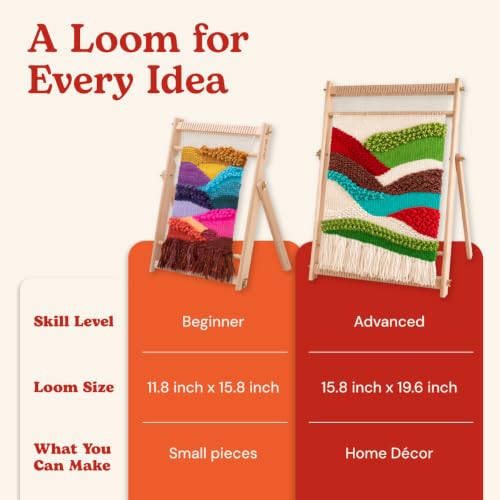 Lily & Oak Weaving Loom for Adults & Kids - Weaving Loom Kit | Beginner-Friendly Table Loom & Lap Loom with Yarn, Tools & Instructions | Wooden Loom for Multicraft Projects (19.6 x 15.8 inches) - size: Large