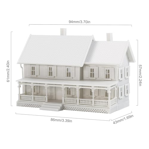 2PCS N Scale Model Blank Buidlings Kit Unassembled House for Model Train Layout Diorama JZN5889JJ (Two-Story with Porch-2PCS) - style: Two-story with Porch-2PCS